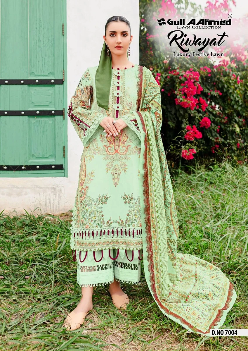 Gull Ahmed Riwayat Vol 7 Lawn Cotton Wholesale Pakistani Salwar Suit Catalog — Wholesale Pakistani Suits, MPA wholesale from Surat - Gallery Image 3